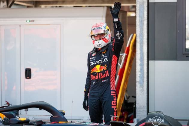 Max Verstappen (Red Bull Racing) bejubelt die Pole Position, Grosser Preis von Monaco, Motorsport, Formel 1, Saison 2023, 27.05.2023 Grosser Preis von Monaco, Motorsport, Formel 1, Saison 2023, 27.05.2023 Copyright: xEibner-Pressefoto AlexanderxNeisx EP_ANS