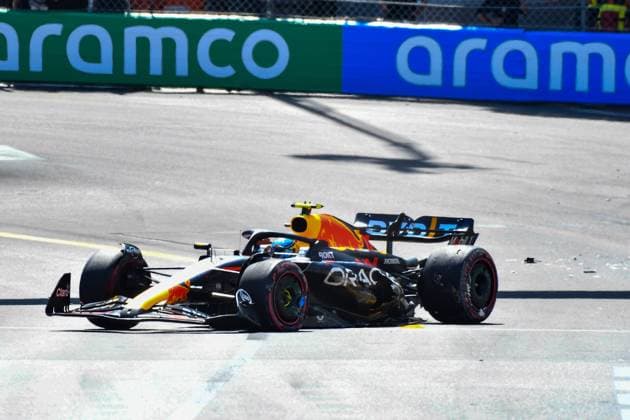 Formel 1 GP Monaco. Samstag 27.05.2023 Sergio Perez (MEX) Red Bull Racing Crash; Formel 1 GP Monaco. Samstag 27.05.2023 Copyright: xBEAUTIFULxSPORTS Erlhofx
