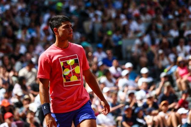 2023 French Open - Previews Carols Alcaraz of Spain in action during a practice match ahead of the French Open Tennis at Roland Garros Paris France  Copyright: xIbrahimxEzzatx originalFilename:ezzat-notitle230527_npnls.jpg