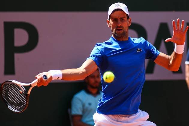 2023 French Open - Previews Novak Djokovic of Serbia in action during a practice match ahead of the French Open Tennis at Roland Garros Paris France  Copyright: xIbrahimxEzzatx originalFilename:ezzat-notitle230527_npXmL.jpg