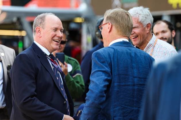 HSH Prince Albert II of Monaco, with VATANEN Ari in the paddock during the Formula 1 Grand Prix de Monaco 2023, 6th round of the 2023 Formula One World Championship, WM, Weltmeisterschaft from May 26 to 28, 2023 on the Circuit de Monaco, in Monaco - F1 - MONACO GRAND PRIX 2023 DPPI Panoramic  20230527_G0OD2814