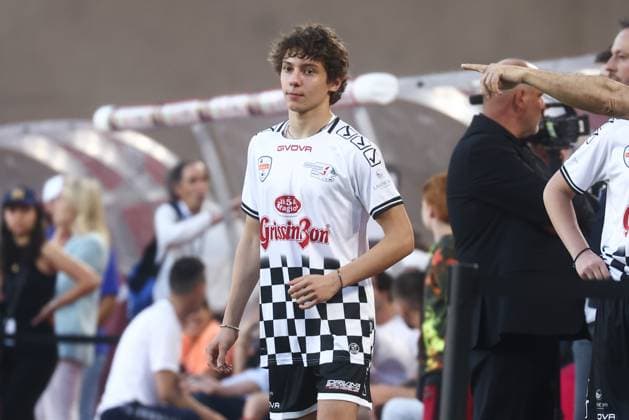 May 23, 2023, Monaco, Monaco: Andrea Kimi Antonelli plays a charity football match at the Louis II Stadium in Monaco on May 23, 2023. The World Stars Football Match took place on Tuesday evening before Formula 1 Monaco Grand Prix and was played by the driver team , including F1 drivers, and the Star Team MC. This year marks the 30th time the charity event is being organised. Monaco Monaco - ZUMAz156 20230523_zip_z156_030 Copyright: xBeataxZawrzelx