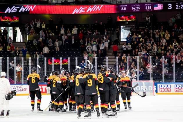 Sport Themen der Woche KW21 Sport Bilder des Tages Germany players the 2023 IIHF Ice hockey, Eishockey World Championship, WM, Weltmeisterschaft Semifinal match between USA - Germany at the Nokia Arena on 27. May 2023 in Tampere, Finland. (Tomi Hänninen Newspix24)  Copyright: xTomixHänninenx np24271858416