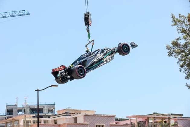 Sport Themen der Woche KW21 Lewis Hamilton (GBR) Mercedes W14 E Performance on Gru after crash during 2023 Grand Prix De Monaco - Saturday - Free Practice 3 and Qualify, Formula 1 Championship in Montecarlo, Principality of Monaco, May 27 2023  Copyright: xAlessioxDexMarco LiveMediax xipax xLivexMediax 0 IPA_IPA38290123