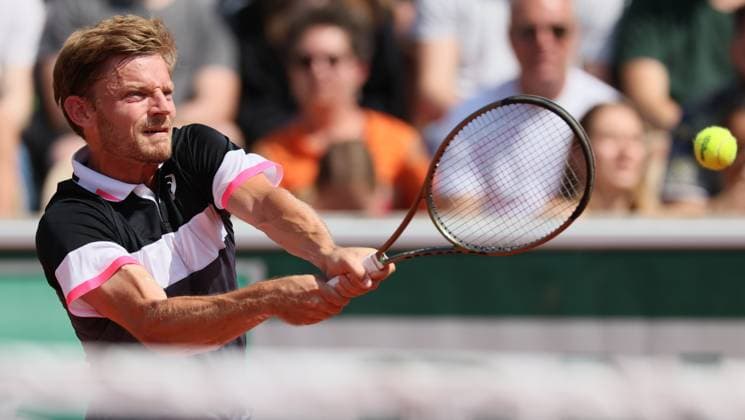 Belgian David Goffin pictured in action during a men s singles first round game between Belgian Goffin and Polish Hurkacz at the Roland Garros French Open tennis tournament, in Paris, France, Sunday 28 May 2023. BENOITxDOPPAGNE  x68046702x