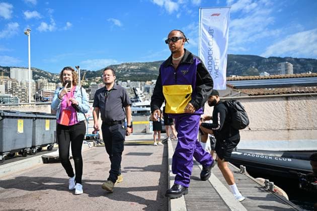 Sport Themen der Woche KW21 May 28, 2023, Mezzolombardo, Mezzolombardo, Italy: British driver Lewis Hamilton ( Mercedes AMG Petronas F1 Team) arrive in the Paddock at the Monaco F1 Grand Prix in Monaco Mezzolombardo Italy - ZUMAf150 20230528_zsp_f150_002 Copyright: xDaisyxFacinellix