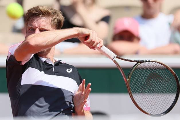 Belgian David Goffin pictured in action during a men s singles first round game between Belgian Goffin and Polish Hurkacz at the Roland Garros French Open tennis tournament, in Paris, France, Sunday 28 May 2023. BENOITxDOPPAGNE  x68047313x