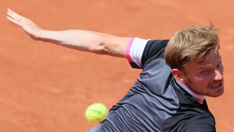 Belgian David Goffin pictured in action during a men s singles first round game between Belgian Goffin and Polish Hurkacz at the Roland Garros French Open tennis tournament, in Paris, France, Sunday 28 May 2023. BENOITxDOPPAGNE  x68050062x