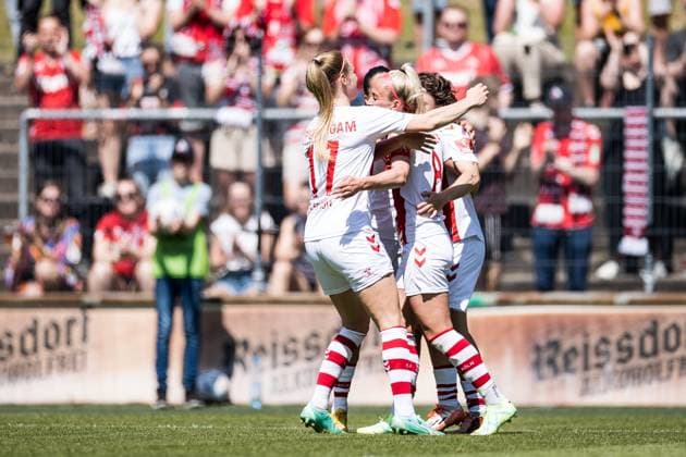 FLYERALARM. Frauen Fussball Bundesliga, 1. FC Koeln - SGS Essen; 28.05.2023 Jubel zum 1:1 durch Mandy Islacker (1. FC Koeln, 8) FLYERALARM Frauen Fussball Bundesliga, 1. FC Koeln - SGS Essen, Koeln, Geissbockheim DFB REGULATIONS PROHIBIT ANY USE OF PHOTOGRAPHS AS IMAGE SEQUENCES AND OR QUASI-VIDEO. Copyright: xBEAUTIFULxSPORTS Wunderlx