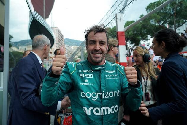 Formel 1 Grand Prix Monaco 2023 28.05.2023, Circuit de Monaco, Monte Carlo, Formel 1 Grand Prix Monaco 2023 ,im Bild Fernando Alonso (ESP), Aston Martin Aramco Cognizant Formula One Team freut sich über seinen 2.Platz.