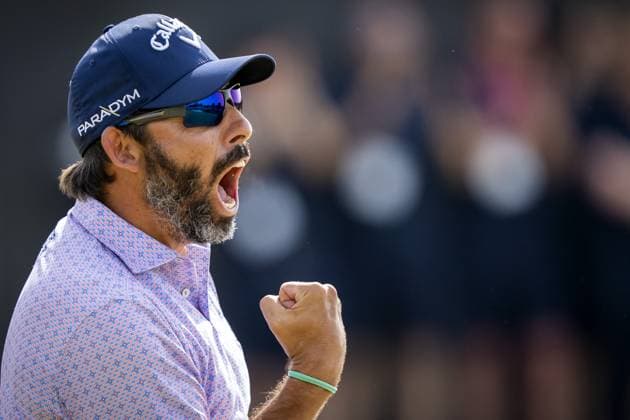 CROMVOIRT - Pablo Larrazabal (ESP) after winning the 103rd edition of the KLM Open golf tournament. The KLM Open counts as a qualifying tournament for the US Open. ANP SANDER KONING netherlands out - belgium out Cromvoirt xVIxxIVx 470421568 originalFilename: 0258128940st.jpg