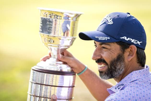 CROMVOIRT - Pablo Larrazabal (ESP) after winning the 103rd edition of the KLM Open golf tournament. The KLM Open counts as a qualifying tournament for the US Open. ANP SANDER KONING netherlands out - belgium out Cromvoirt xVIxxIVx 470421886 originalFilename: 0258129081st.jpg