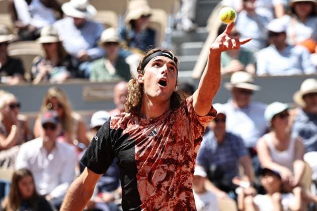 Stefanos Tsitsipas, GRE, during first round of 2023 French Open at Roland Garros, Paris, 28 05 2023; -