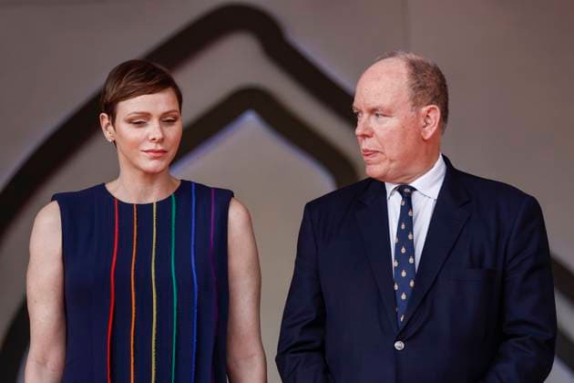 Formel 1, GP von Monaco, Fürst Albert und Fürstin Charlene Princess Charlene of Monaco and Prince Albert II of Monaco, F1 Grand Prix of Monaco at Circuit de Monaco on May 28, 2023 in Monte-Carlo, Monaco. (Photo by HOCH ZWEI) Monte-Carlo Monaco