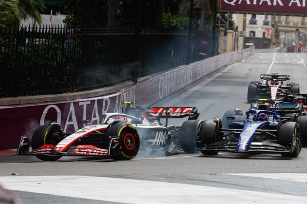 27 Nico Hulkenberg (DEU, MoneyGram Haas F1 Team), 2 Logan Sargeant (USA, Williams Racing), F1 Grand Prix of Monaco at Circuit de Monaco on May 28, 2023 in Monte-Carlo, Monaco. (Photo by HOCH ZWEI) Monte-Carlo Monaco