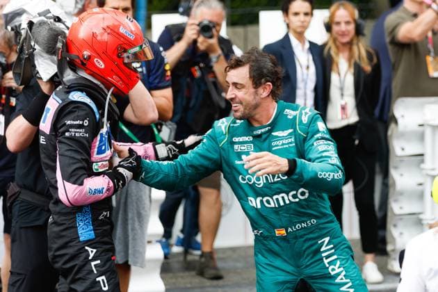 31 Esteban Ocon (FRA, BWT Alpine F1 Team), 14 Fernando Alonso (ESP, Aston Martin Aramco Cognizant F1 Team), F1 Grand Prix of Monaco at Circuit de Monaco on May 28, 2023 in Monte-Carlo, Monaco. (Photo by HOCH ZWEI) Monte-Carlo Monaco