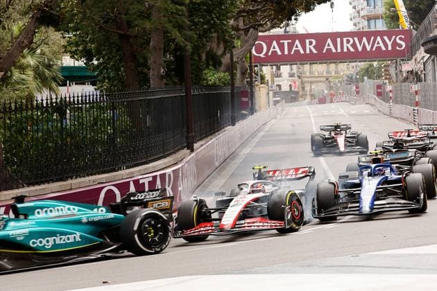 Formel 1 Grand Prix Monaco 2023 28.05.2023, Circuit de Monaco, Monte Carlo, Formel 1 Grand Prix Monaco 2023 ,im Bild Lance Stroll (CAN), Aston Martin Aramco Cognizant Formula One Team, Nico Hülkenberg (DEU), Moneygram Haas F1 Team, Logan Sargeant (USA), Williams Racing