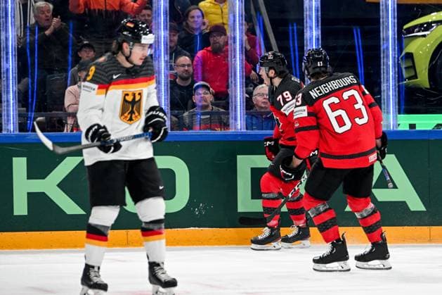 Eishockey, WM, Finale, Kanada - Deutschland TAMPERE, FINLAND - MAY 28: Samuel Blais of Canada celebrate after scoring a goal during the 2023 IIHF Ice hockey, Eishockey World Championship, WM, Weltmeisterschaft Finland - Latvia game between Canada and Germany at Nokia Arena on May 28, 2023 in Tampere, Finland. Tampere Nokia Arena Finland Copyright: xJustPictures.ch AndreaxBrancax