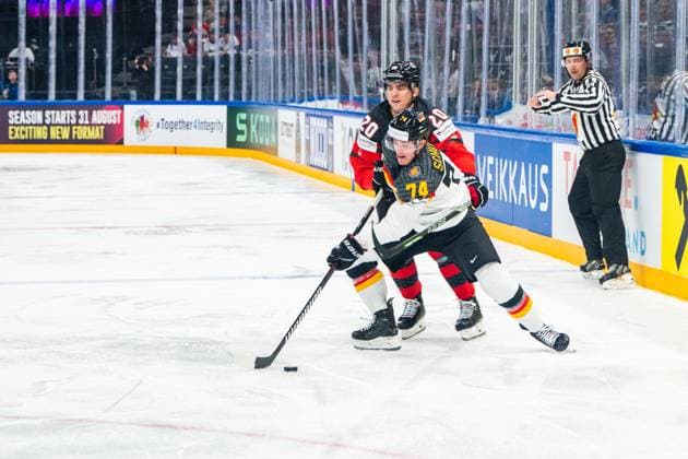 Eishockey, WM, Finale, Kanada - Deutschland TAMPERE, FINLAND - MAY 28: Justin Schutz of Germany in action during the 2023 IIHF Ice hockey, Eishockey World Championship, WM, Weltmeisterschaft Finland - Latvia game between Canada and Germany at Nokia Arena on May 28, 2023 in Tampere, Finland. Tampere Nokia Arena Finland Copyright: xJustPictures.ch JarixPestelaccix