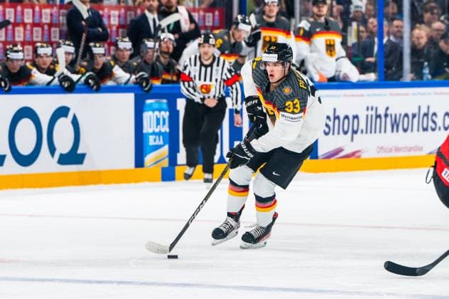 Eishockey, WM, Finale, Kanada - Deutschland TAMPERE, FINLAND - MAY 28: John Peterka of Germany in action during the 2023 IIHF Ice hockey, Eishockey World Championship, WM, Weltmeisterschaft Finland - Latvia game between Canada and Germany at Nokia Arena on May 28, 2023 in Tampere, Finland. Tampere Nokia Arena Finland Copyright: xJustPictures.ch JarixPestelaccix