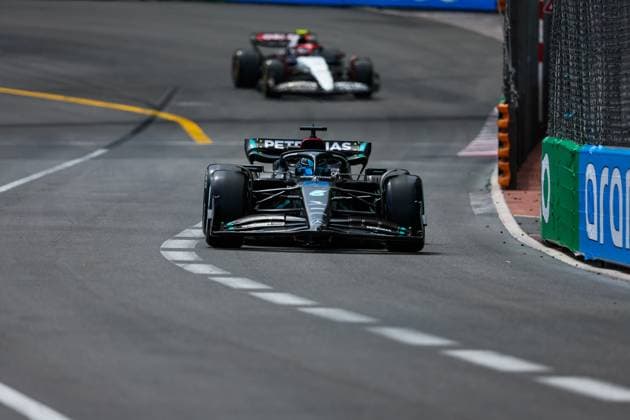 63 RUSSELL George (gbr), Mercedes AMG F1 Team W14, action during the Formula 1 Grand Prix de Monaco 2023, 6th round of the 2023 Formula One World Championship, WM, Weltmeisterschaft from May 26 to 28, 2023 on the Circuit de Monaco, in Monaco - F1 - MONACO GRAND PRIX 2023 - RACE DPPI Panoramic  20230528_GOOD5250