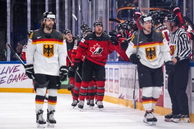 Sport Themen der Woche KW21 Sport Bilder des Tages 230528 Lawson Crouse of Canada celebrates scoring 2-2 during the 2023 IIHF Ice hockey, Eishockey World Championship, WM, Weltmeisterschaft final game between Canada and Germany on May 28, 2023 in Tampere. Photo: Joel Marklund BILDBYRAN kod JM JM0489 bbeng ishockey ice hockey ishockey-vm 2023 ishockey-vm vm 2023 iihf ice hockey world championship final kanada canada germany tyskland jubel *** 230528 Lawson Crouse of Canada celebrates scoring 2 2 during the 2023 IIHF Ice Hockey World Championship final game between Canada and Germany on May 28, 2023 in Tampere Photo Joel Marklund BILDBYRAN kod JM JM0489 bbeng ishockey ice hockey ice hockey vm 2023 ishockey vm vm vm 2023 iihf ice hockey world championship final canada canada germany germany jubel  Copyright: JOELxMARKLUND BB230528JM124