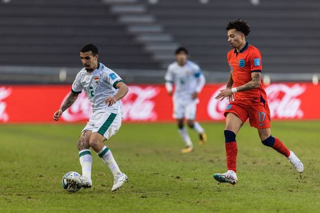 Fußball, U20 WM, Irak - England FIFA U20 WORLD CUP Iraque x Inglaterra LA PLATA, BA - 28.05.2023: FIFA U20 WORLD CUP IRAQUE X INGLATERRA - La Plata, Argentina. 28 May 2023. ALAI GHASEM of Iraq U-20 during the FIFA U-20 World Cup group game between Iraq and England at La Plata Stadium. (Photo: Sporteo Fotoarena) x2380291x  Sporteo