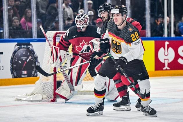 Eishockey, WM, Finale, Kanada - Deutschland Samuel Soramies (28, Deutscher Eishockey-Bund, Deutschland Germany, Team Germany ), Kanada vs. Deutschland, Eishockey, Eishockey WM , Finale, 28.05.2023, Kanada vs. Deutschland, Eishockey, Eishockey WM , Finale, 28.05.2023 Tampere Copyright: xEibner-Pressefotox xBirgitxHaefnerx EP_BHF