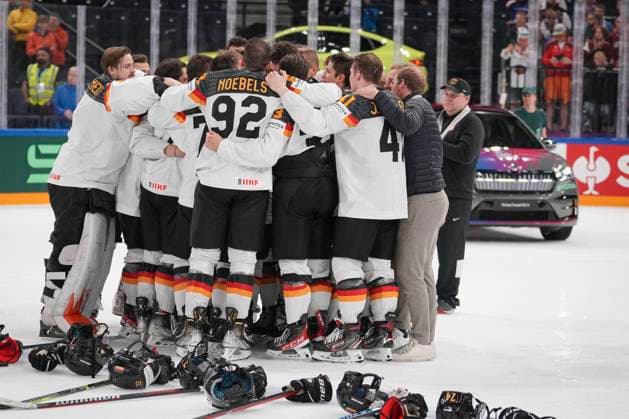 Germany players after the 2023 IIHF Ice hockey, Eishockey World Championship, WM, Weltmeisterschaft gold medal match between Canada - Germany at the Nokia Arena on 28. May 2023 in Tampere, Finland. (KALLE PARKKINEN Newspix24)  Copyright: xKallexParkkinenx np24282258721