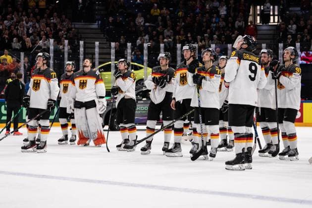 TAMPERE, FINLAND - MAY 28: Germany squad are crushed after been defeated during the 2023 IIHF Ice hockey, Eishockey World Championship, WM, Weltmeisterschaft Finland - Latvia game between Canada and Germany at Nokia Arena on May 28, 2023 in Tampere, Finland. Tampere Nokia Arena Finland Copyright: xJustPictures.ch JarixPestelaccix