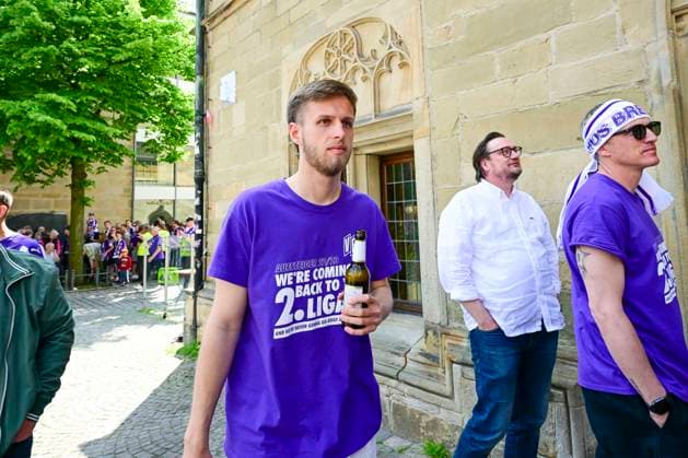 Jannes Wulff 32 (Osnabrueck), Aufstiegsfeier VfL Osnabrueck, Fussball, 3. Liga, 28.05.2023 Osnabrueck Niedersachsen Deutschland