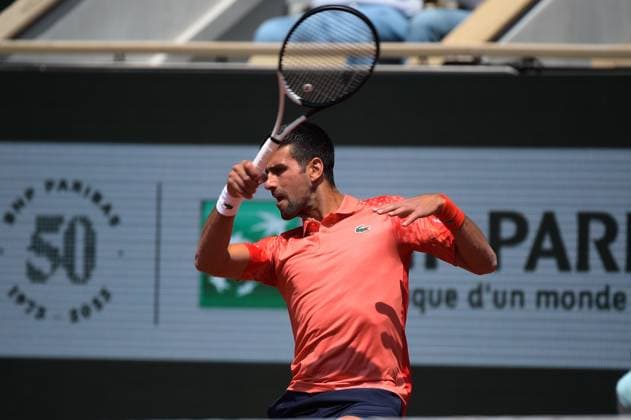 Novak Djokovic ( Serbie ) TENNIS : Roland Garros 2023 - Internationaux de France - 29 05 2023 FedericoPestellini Panoramic 