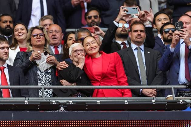 Sky Bet League 1 Play-off Final Barnsley v Sheffield Wednesday Jean Cryne joint owner of Barnsley and Barnsley s board member Julie Anne ahead of the Sky Bet League 1 Play-off Final match Barnsley vs Sheffield Wednesday at Wembley Stadium, London, United Kingdom, 29th May 2023 (Photo by Mark Cosgrove News Images) Copyright: xMarkxCosgrove NewsxImagesx