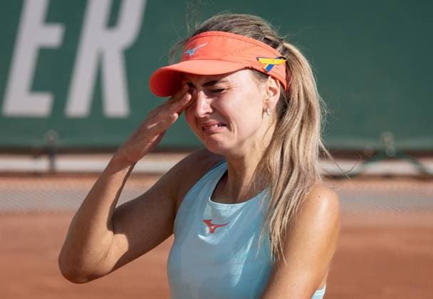 Belgian Maryna Zanevska reacts after a women s singles first round game between Kazach Putintseva and Belgian Zanevska at the Roland Garros French Open tennis tournament, in Paris, France, Monday 29 May 2023. BENOITxDOPPAGNE  x68128087x