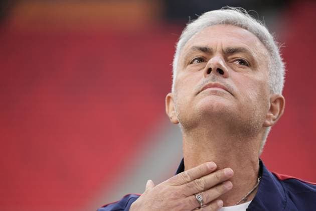 SOCCER - UEFA EL, Sevilla vs Roma BUDAPEST,HUNGARY,30.MAY.23 - SOCCER - UEFA Europa League, final, FC Sevilla vs AS Roma, preview, press conference, PK, Pressekonferenz pitch walk Roma. Image shows head coach Jose Mourinho (Roma).  GEPAxpictures xCsabaxDoemoetoer