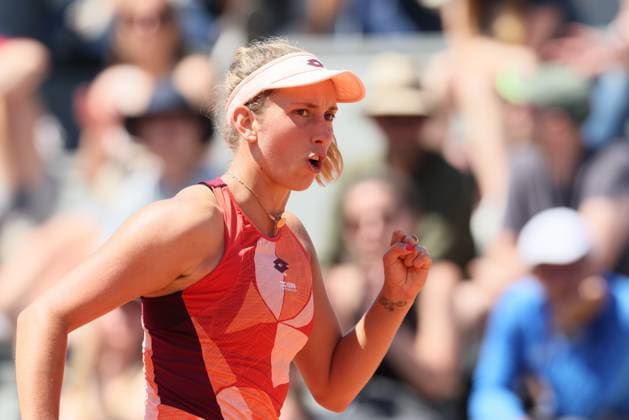 Belgian Elise Mertens reacts during a tennis match between Belgian Mertens and Colombian Osorio, in the second round of the women s singles at the Roland Garros French Open tennis tournament in Paris, France, Wednesday 31 May 2023. BENOITxDOPPAGNE  x68197783x