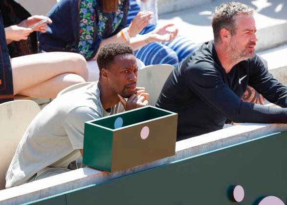 Elina Svitolina Ehemann Gael Monfils sitzt in der Spielerloge Tennis - French Open 2023 - Grand Slam ATP, Tennis Herren WTA, Tennis Damen ITF - Roland Garros - Paris - - France - 31 May 2023. Copyright: xJuergenxHasenkopfx