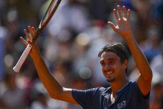joie de Lorenzo Sonego (Ita) TENNIS : Roland Garros 2023 - Paris - 31 05 2023 JBAutissier Panoramic 