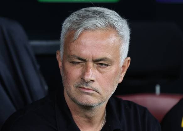Budapest, Hungary, 31st May 2023. A wink from Jose Mourinho Manager of AS Roma as he looks on during the UEFA Europa League Final match at Puskas Arena, Budapest. Picture credit should read: David Klein Sportimage EDITORIAL USE ONLY. No use with unauthorised audio, video, data, fixture lists, club league logos or live services. Online in-match use limited to 120 images, no video emulation. No use in betting, games or single club league player publications. SPI-2471-0033
