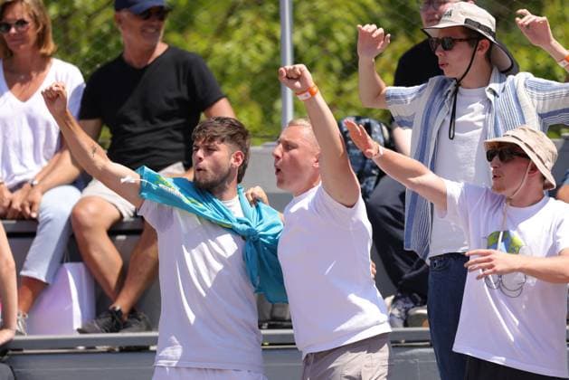 Fans from Kazakhstan during second round of 2023 French Open at Roland Garros, Paris, 31 05 2023; -