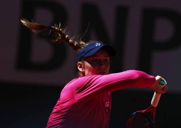 (230601) -- PARIS, June 1, 2023 -- Elena Rybakina hits a return during the women s singles second round match between Elena Rybakina of Kazakhstan and Linda Noskova of the Czech Republic at the French Open tennis tournament at Roland Garros in Paris, France, June 1, 2023. ) (SP)FRANCE-PARIS-TENNIS-ROLAND GARROS-FRENCH OPEN-WOMEN S SINGLES GaoxJing 