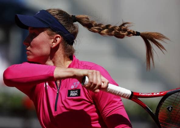 (230601) -- PARIS, June 1, 2023 -- Elena Rybakina hits a return during the women s singles second round match between Elena Rybakina of Kazakhstan and Linda Noskova of the Czech Republic at the French Open tennis tournament at Roland Garros in Paris, France, June 1, 2023. ) (SP)FRANCE-PARIS-TENNIS-ROLAND GARROS-FRENCH OPEN-WOMEN S SINGLES GaoxJing 