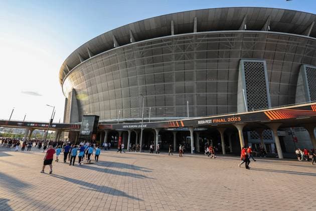 Mandatory Credit: Photo by Laszlo Szirtesi Shutterstock (13940747e) A general view of the Puskas Arena, Budapest, Hungary, before the Europa League Final between Sevilla and Roma Sevilla v AS Roma, UEFA Europa League, Football, Final, Puskas Arena, Felcsut, Budapest, Hungary - 31 May 2023 Sevilla v AS Roma, UEFA Europa League, Football, Final, Puskas Arena, Felcsut, Budapest, Hungary - 31 May 2023 Copyright: xLaszloxSzirtesi Shutterstockx 13940747e
