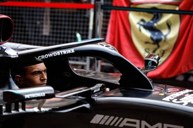 Mercedes-AMG Petronas F1 Team during pit stop practice, F1 Grand Prix of Spain at Circuit de Barcelona-Catalunya on June 1, 2023 in Barcelona, Spain. (Photo by HOCH ZWEI) Barcelona Spain
