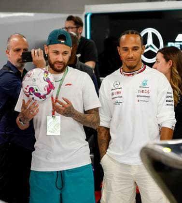 Neymar (BRA), 44 Lewis Hamilton (GBR, Mercedes-AMG Petronas F1 Team), F1 Grand Prix of Spain at Circuit de Barcelona-Catalunya on June 1, 2023 in Barcelona, Spain. (Photo by HOCH ZWEI) Barcelona Spain