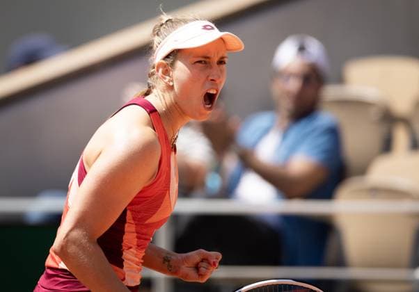Belgian Elise Mertens reacts during a tennis match against US Pegula (WTA3), in the third round of the women s singles at the Roland Garros French Open tennis tournament in Paris, France, Friday 02 June 2023. BENOITxDOPPAGNE  x68303669x