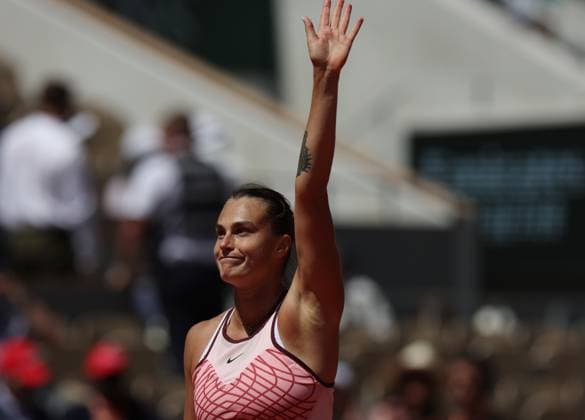 (230602) -- PARIS, June 2, 2023 -- Aryna Sabalenka of Belarus greets the spectators after the women s singles third round match against Kamilla Rakhimova of Russia at the French Open tennis tournament in Paris, France, June 2, 2023. ) (SP)FRANCE-PARIS-TENNIS-ROLAND GARROS-FRENCH OPEN GaoxJing 