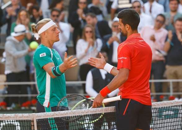 Alejandro Davidovich Fokina gratuliert dem Sieger Novak Djokovic Tennis - French Open 2023 - Grand Slam ATP, Tennis Herren WTA, Tennis Damen ITF - Roland Garros - Paris - - France - 2 June 2023. Copyright: xJuergenxHasenkopfx