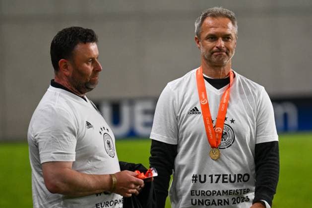UEFA European Football Championship - Under 17 Final - Germany vs France Happiness of Christian Wuck head coach of Germany U17, U 17 after winning the final Under-17 Championship Hungary 2023 soccer match vs. France U17 at the Nandor Hidegkuti Stadion stadium in Budapest, Hungary, 2nd of June 2023 Budapest Hidegkuti Nandor Stadium Hungary Copyright: xVinnyxOrlandox xLiveMediax LPS_959026