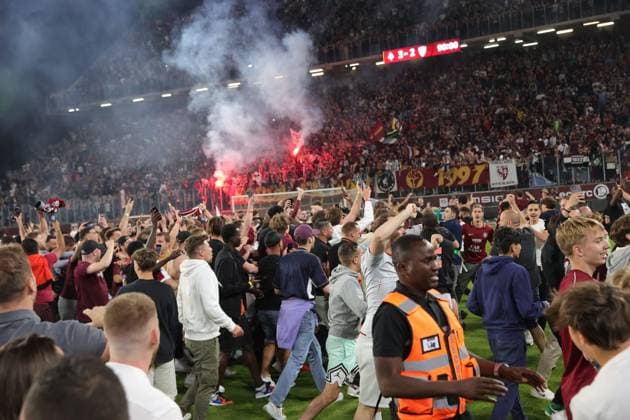 Fin du match - Joie des joueurs de l equipe Metz apres sa victoire FOOTBALL : Metz vs Bastia- Ligue 2 -02 06 2023 ElyxandroCegarra Panoramic 